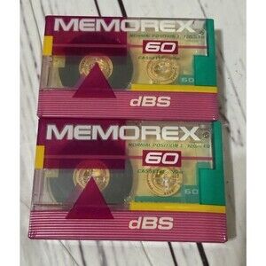 Memorex dBS 60 Minute Blank Cassette Audio Tapes 2 Pack - BRAND NEW SEALED